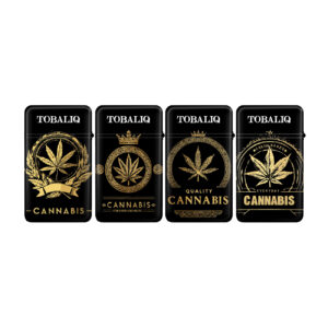 TOBALIQ Jet Flame Feuerzeug GOLD CANNABIS
