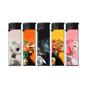 TOBALIQ Jet Feuerzeug 3D Metallic Motiv WILD MASKS