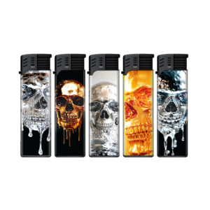 TOBALIQ Jet Feuerzeug 3D Metallic Motiv LUX SKULL