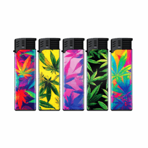 TOBALIQ Jet Feuerzeug 3D Metallic Motiv Glow Weed