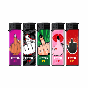 TOBALIQ Jet Feuerzeug 3D Metallic Motiv F**K IT