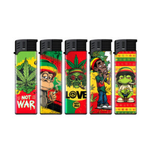 TOBALIQ Jet Feuerzeug 3D Metallic Motiv RASTA PUFF